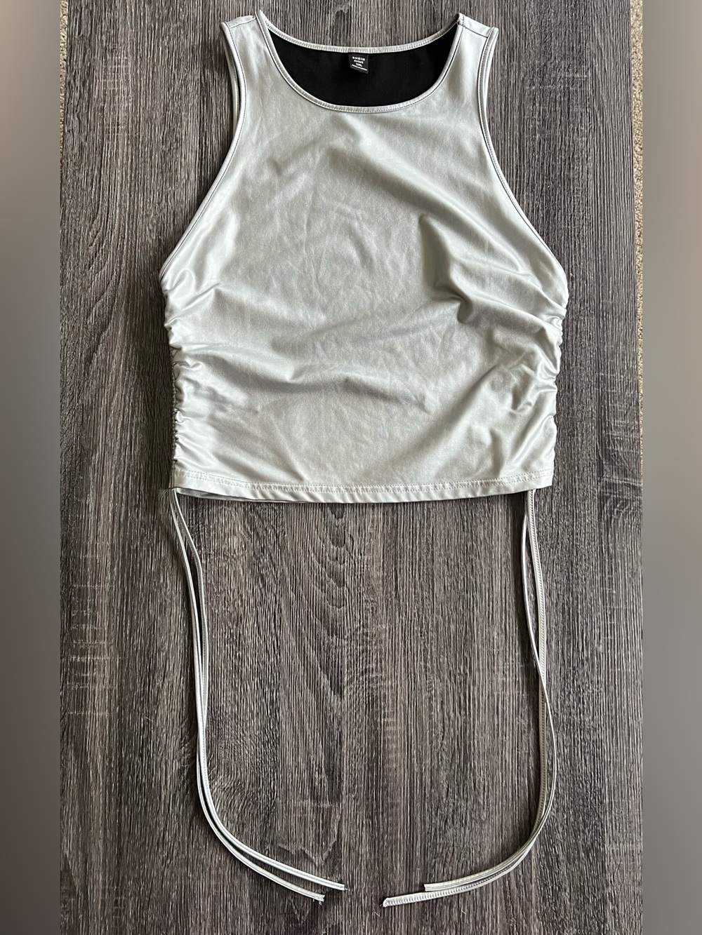 SHEIN Silver Metallic Ruched Side-Tie Tank | Size 1XL